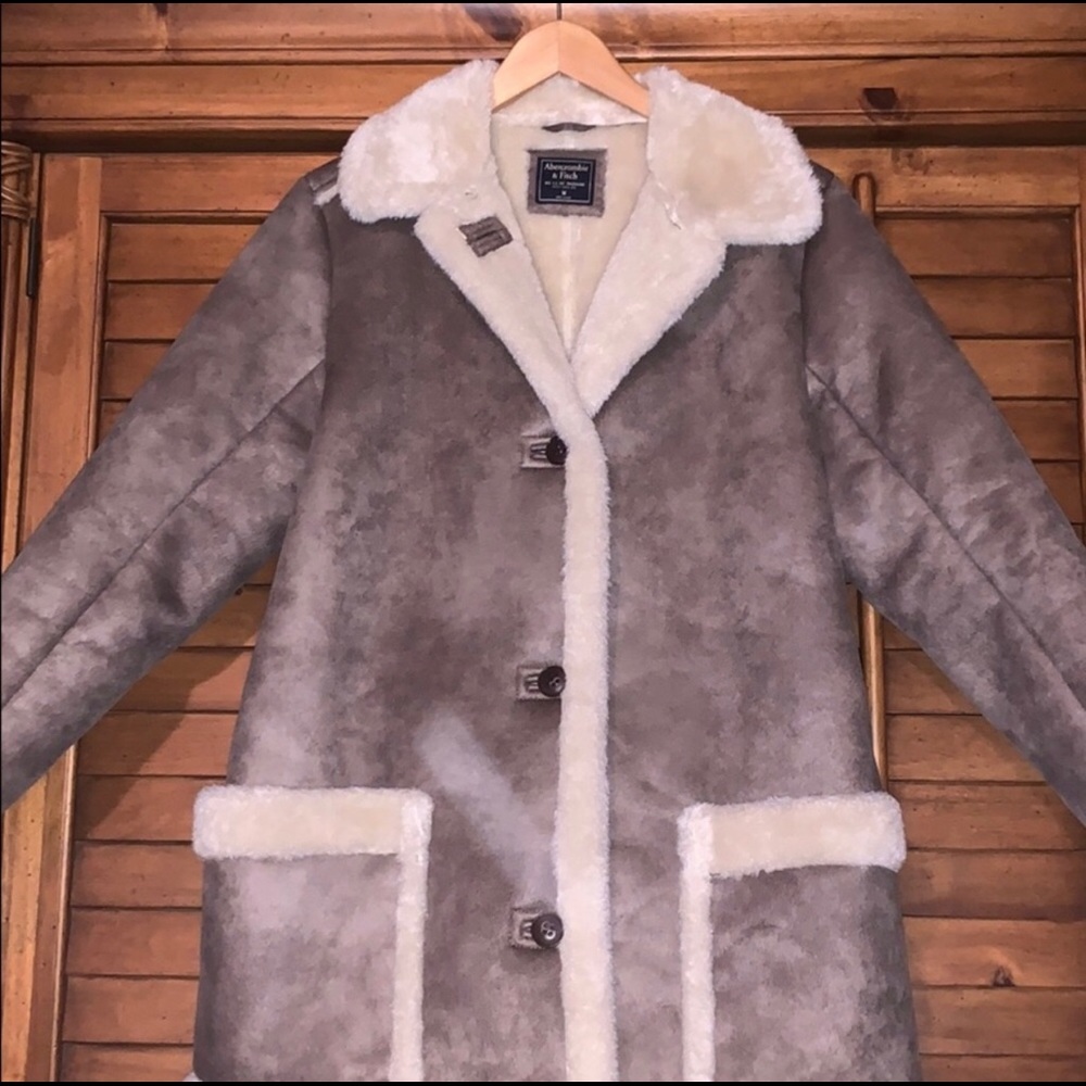 Abercrombie & Fitch Faux Leather & Fur Jacket Med